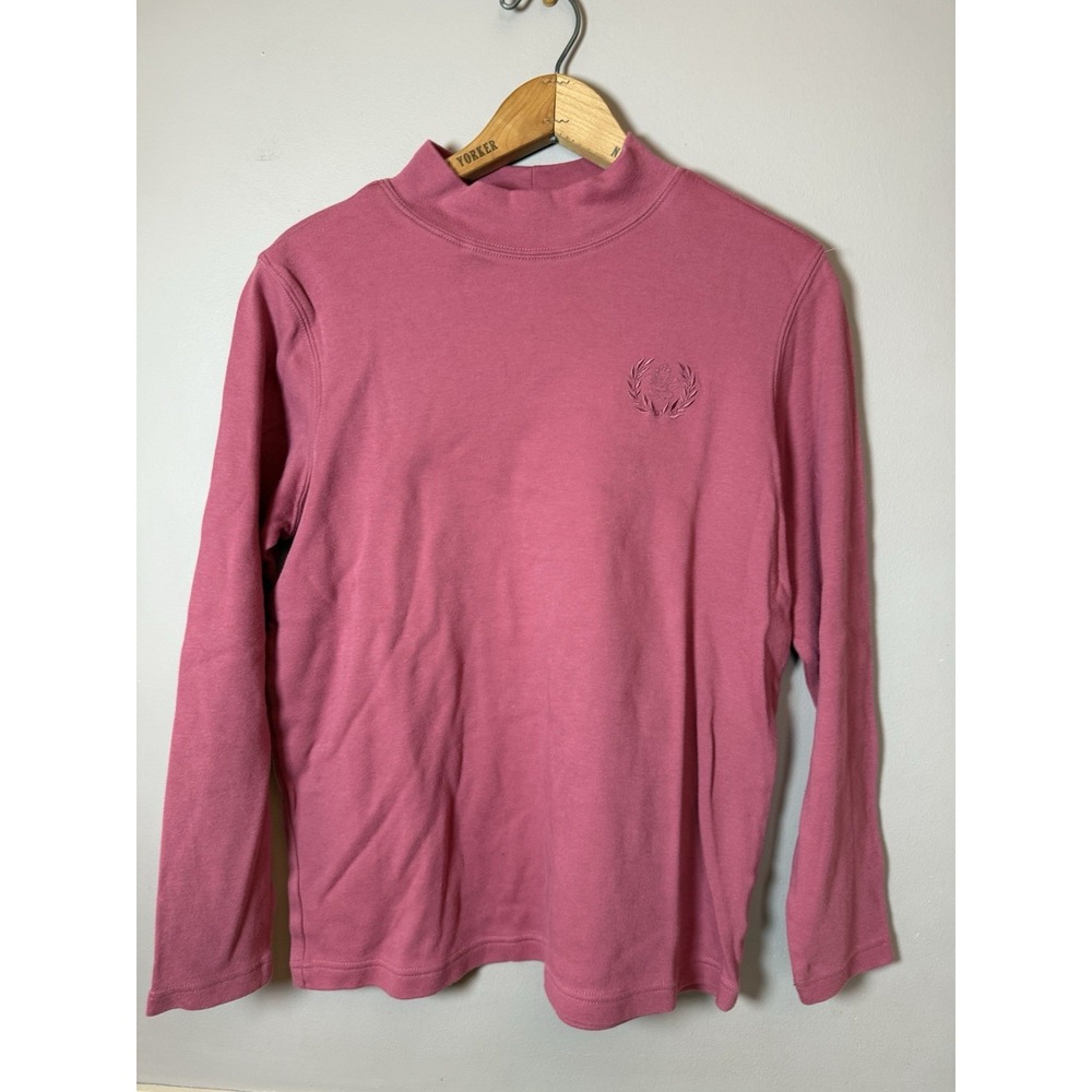 Vintage Blair Mock Neck T-Shirt Womens Medium Burgundy Rose Long sleeve